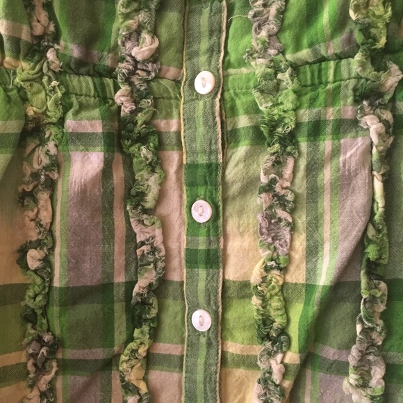 Green plaid tank with small ruffles. - Picture 3 of 3